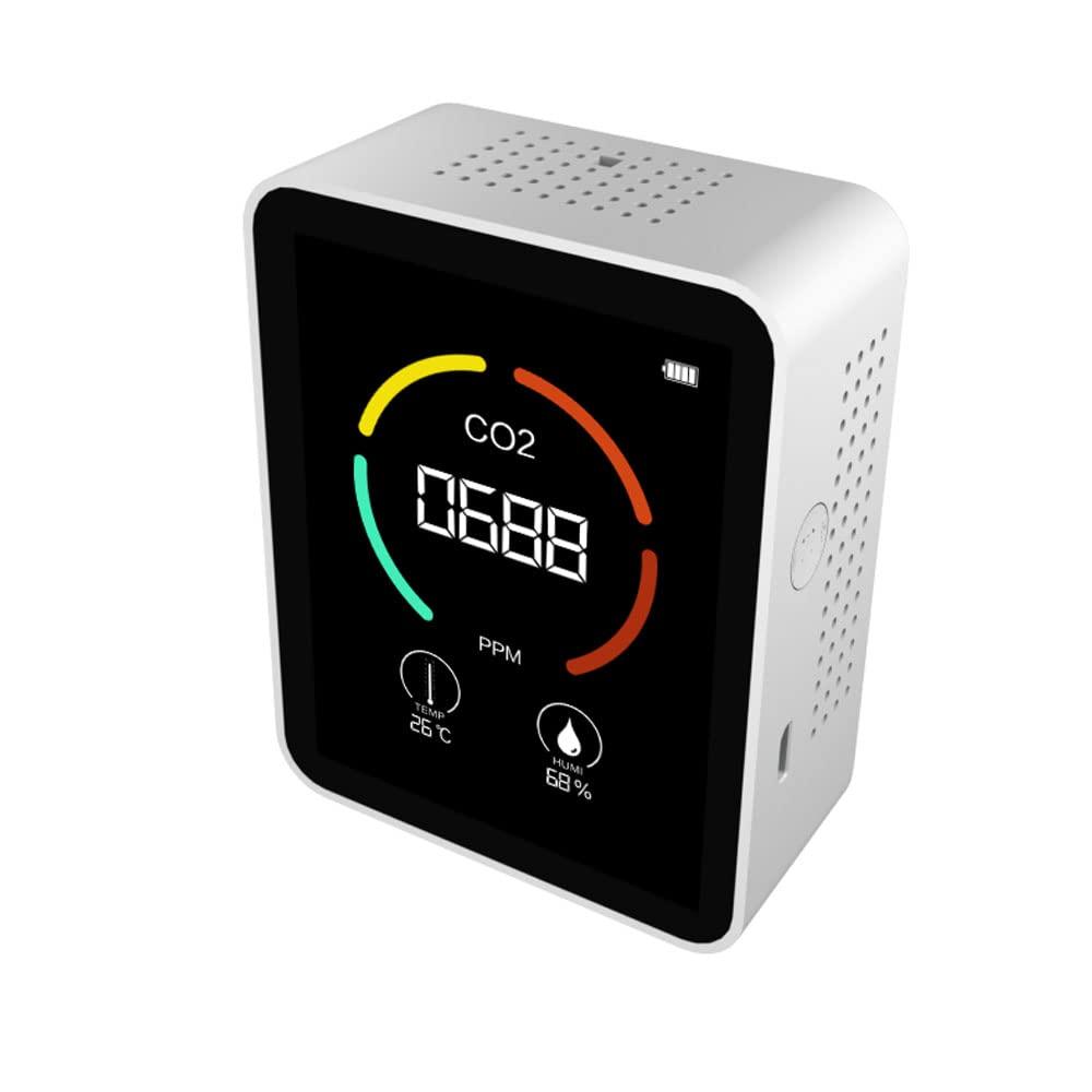 Miernik CO2 5 w 1 Detektor dwutlenku węgla Monitor jakości powietrza w pomieszczeniach BT APP Tester czujnika temperatury i wilgotności Detektor HCHO do samochodu domowego biura (biały 3 w 1)