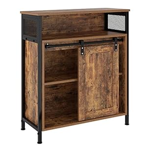 Soges Sideboard Schrank mit Schiebetür Braun Rustikal