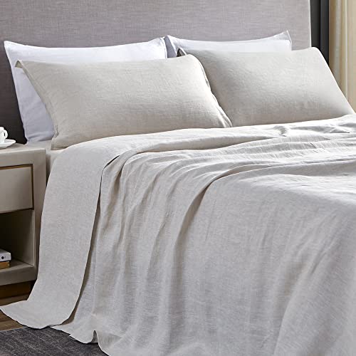 DAPU Pure Stone Washed Linen Pillowcases 1 Pair Woven from 100% Fine French Natural Flax(Natural Linen, King) - Thumbnail 4