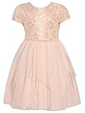 Bonnie Jean Little Girls Pink Floral Multi Layer Short Sleeved Dress 6X