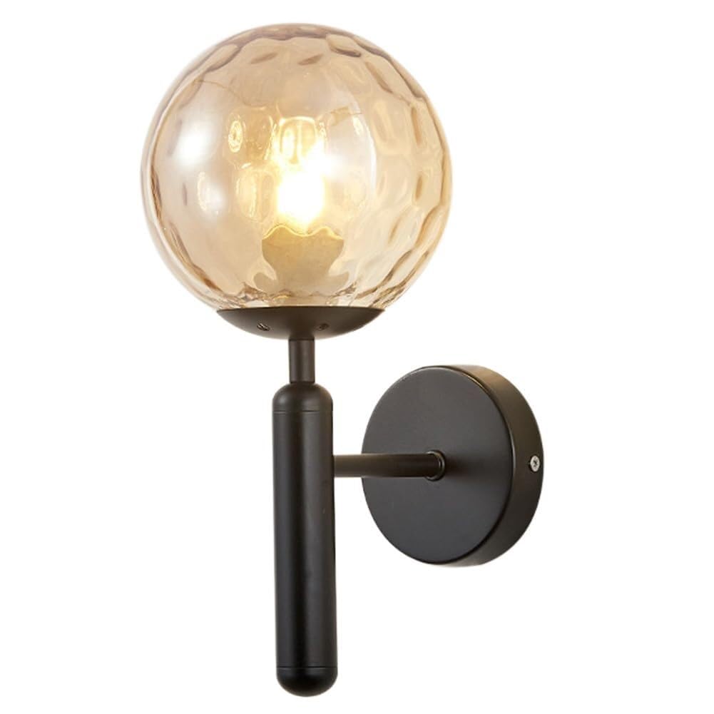SXSCARKX Modern Globe Wall Light Fixture Black Sconces with Clear Glass Lampshade Minimalist Lamp Interior Decoration for Bedroom Living Room