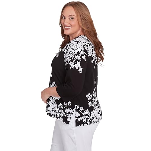 Asymmetric Floral Monotone Crewneck Top4