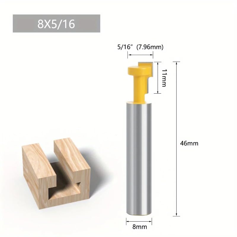 3Pcs/Set 8mm Shank T-Slot Cutter Router Bit Set Key Hole Bits Hex Bolt T Slotting Milling Cutter for Wood Woodworking Tool