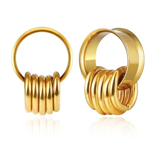 2PCS Classic Ear Gauges for Stretched Ears with 10pcs Nose Hoop Rings, Hypoallergenic 316 Stainless Steel Ear Plugs Tunels 8mm-25mm (0G-1