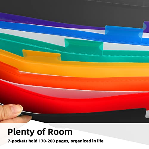 Accordian File Organizer 7 Pocket Expanding File Folder With Labels, Plastic Expandable File Folder For Documents Letter Size A4 Papers - Black #TOP5