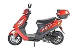 HHH Upgraded Street Moped 49cc/50cc Gas Fully Automatic Scooter Pony 50cc with Rear Storage Trunk (RED)