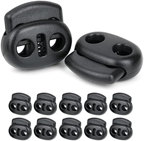 Ganzoo 10er Set Kordelstopper/Kordelklemme (Doppellochung) für Seile, Jacken UVM. Aus Kunststoff, Farbe schwarz; Marke