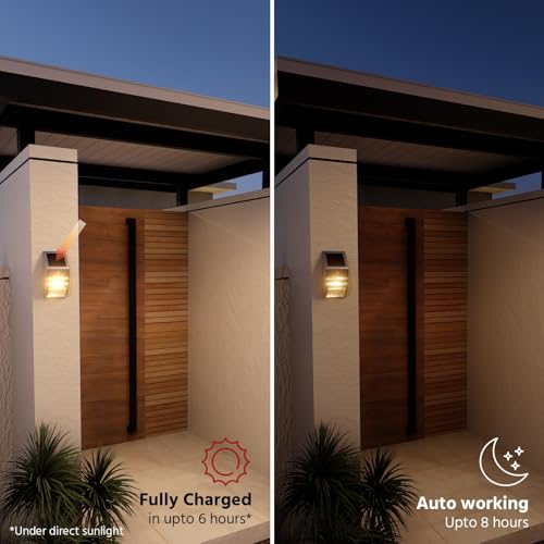Image of Lifelong Outdoor Solar Wall Lamp with Motion Sensor | 2 LED Lights | 500mAh Battery | Waterproof- IP 44 | Up to 10 Hrs Use | Ideal for Balcony, Wall, Terrace, Outdoor, Patio, Deck Light