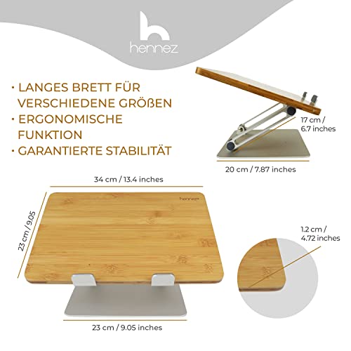 Hennez Laptop Ständer aus Holz mit höhenverstellbarem Design