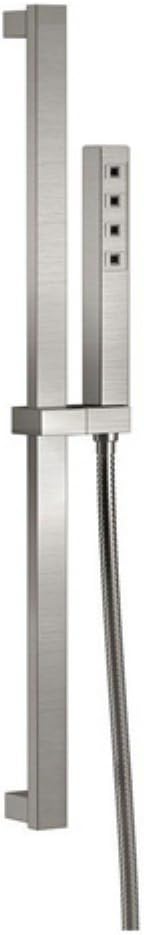 Delta Faucet Single-Spray H2Okinetic Slide Bar Hand Held Shower with Hose, Brushed Nickel Handheld Shower Head, Slide Bar Hand Shower, Handheld Shower, Detachable Shower Head, Stainless 51567-SS