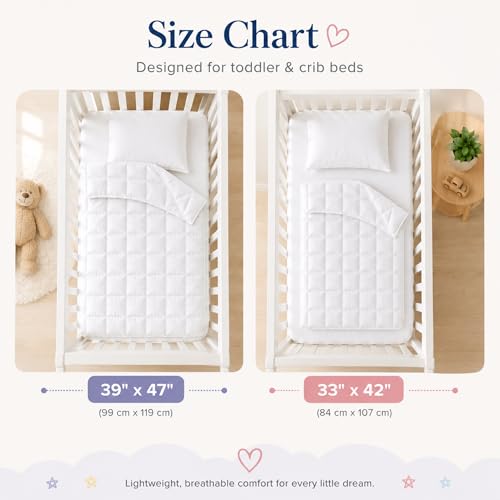 Image of Continental Bedding Toddler Comforter, Down Alternative Duvet Insert, 100% Cotton Shell, Lightweight Breathable Blanket for Crib and Toddler Bed, 33x42