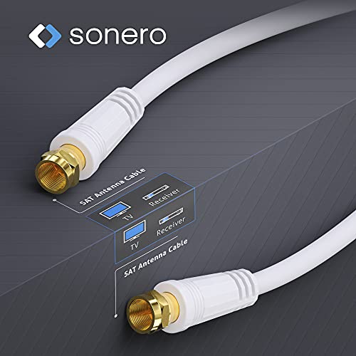 Sonero Antennenkabel SAT Kabel Koaxialkabel Satelitenkabel TV 1,0m 4fach geschirmt, für HDTV, Receiver, Internet, Satelit, DAB, Radio, weiß (Packung mit 2)