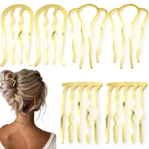 6 PCS Metal Hair Side Combs Pins Fork Clip Teeth Stick for Updo Bun, U...