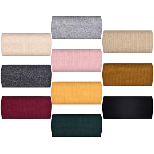 10 Pieces Turban Headbands Elastic Twisted Hair Band Cross Knotted Headwraps Wide and Stretchy Hair Accessories for Women Girls, 10 Colors