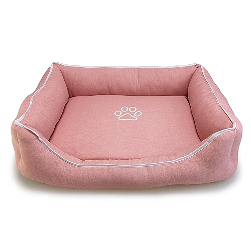 Arquivet - Quadratisches Bett mit Fußabdruck und Paspelierung, 55 x 46 x 17 cm - Hundebett - Hundezubehör