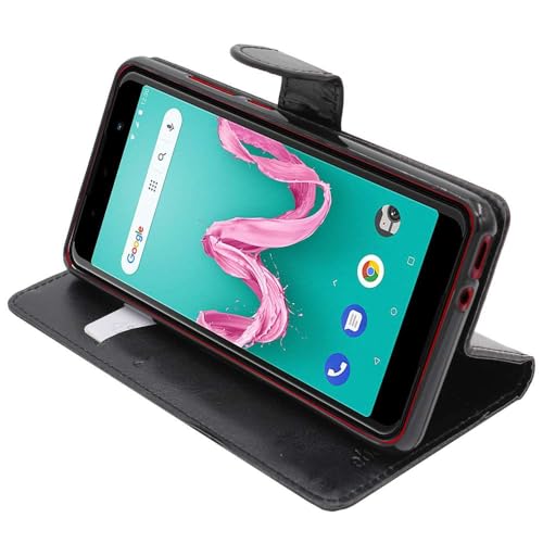 ebestStar - Coque Compatible avec Wiko Lenny 5 Etui PU Cuir Housse Portefeuille Porte-Cartes Support Stand, Noir [Appareil: 153.5 x 74 x 9.2mm, 5.7'']