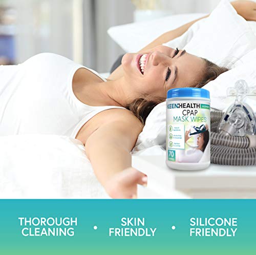 CPAP Mask Wipes(140) - Quick and Hygienic CPAP Cleaner and Sanitizer -CPAP Wipes to Clean Daily - Unscented and Lintless - 2 Pack 140 CPAP Cleaning Wipes - KEENHEALTH