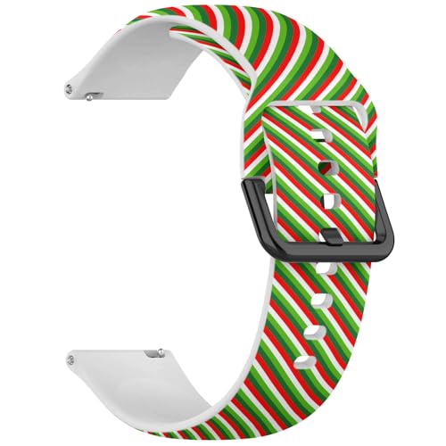 MRAKPLGE 22mm Sports Watch Band, Christmas Candy Cane Four Color Pattern, Compatible with Fossil Gen 5 Carlyle/Julianna/Garrett HR, Q Explorist Gen 4/3, Sport