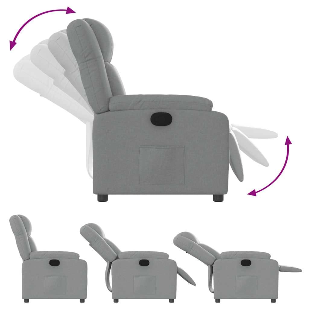 vidaXL Sillón Reclinable, Silla con Respaldo Reposabrazos, Sillón de Relax Descanso TV, Asiento Ajustable para Ancianos, Tela Gris Claro