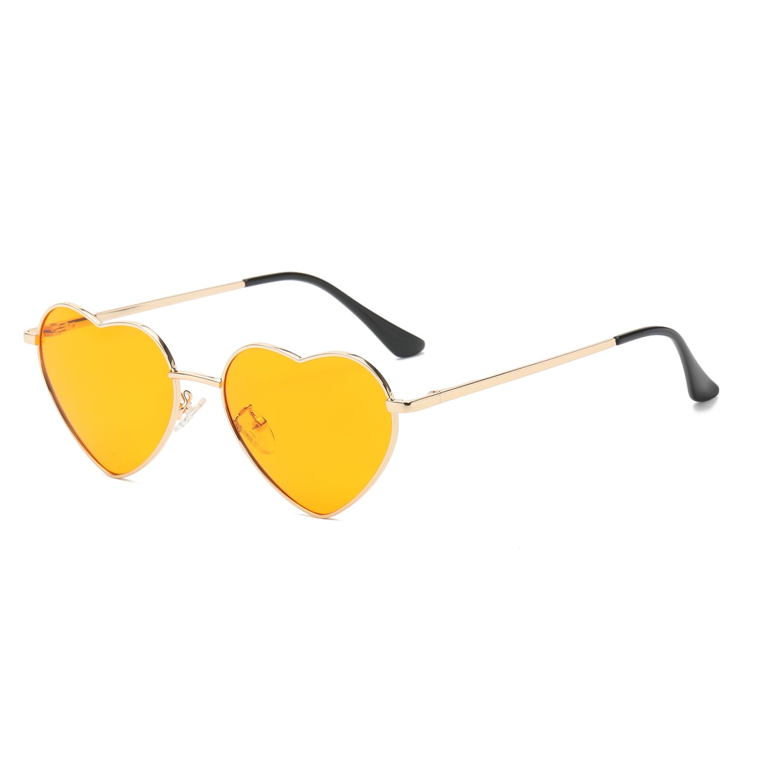 JCTAIFOO Polarisierte Herz Sonnenbrille für Damen Vintage Mode Liebe Form Gold Metallrahmen Nette Party Festival Brille