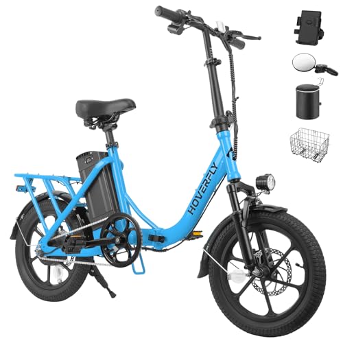 HOVERFLY H3 16\" Electric Bike, Max 28Miles Range(Pedal-Assist) & Speed 15.5 Mph Power by 500W Peak Motor, Folding E-Bike with Removable Battery, Front Suspension and Commuter Electric Bicycle Adults