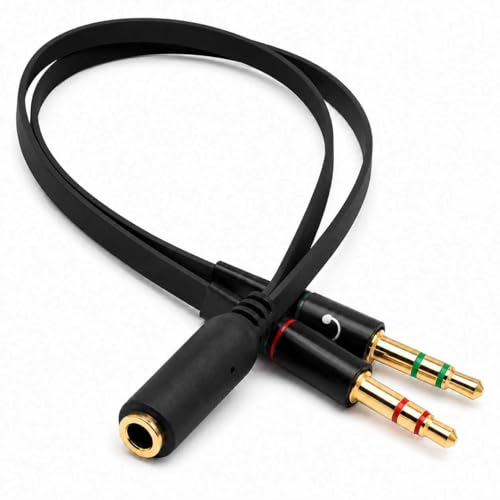 OcioDual Splitter Jack, Adaptateur Double Jack 3.5 mm, Adaptateur Splitter Répartiteur Audio et Prise Microphone avec Casque, Microphone PC, Ordinateur...