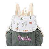 Generico Personalizzabile Zainetto Bambina, Zaino Bambina Con Nome Ricamato, Zaino Bambina E Ragazzino Inizio Dell'Anno Scolastico, Regali Personalizzati Per I Bambini (Verde militare)