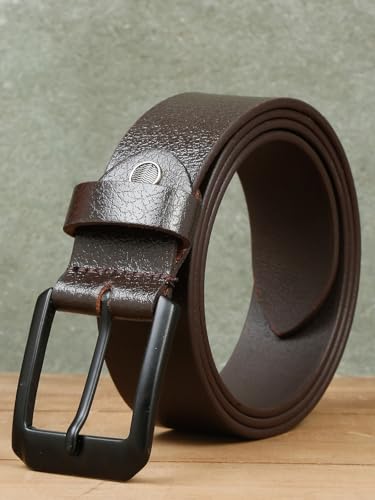Image of TEAKWOOD LEATHERS Men's Casual Leather Belt, 6 Holes, Classic Buckle Lock Belts for Men | T BT EC 1