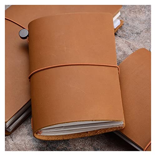 FURUIWUFENG Libreta pegada Planeador de Cuero Genuino Planificador Hecho a Mano Viajero Diario Agenda Sketchbook Diario Papelería, E Computadora portátil (Size : Standard 220x125mm)