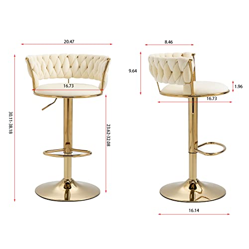 Velvet Swivel Barstools Set Of 2, Modern Stool Chair With Back, Adjustable Counter Height Bar Chairs, Bar Stool For Kitchen Pub, Kitchen,Café, Dining Chairs, Cyber Celebrity Recommend (Beige) #TOP2