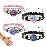 VONJUMA 4 Pcs Pulseras De K-P0P Para Mujer Pulseras De Cuerda Piel Tejida Ajustables Pulsera Trenzada Colección De Anime Para Fans Noir Rosa