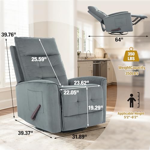 Sillón Recliner Giratorio Plegable Gris Oscuro miniatura 2