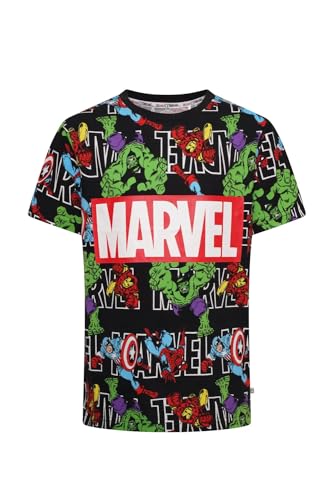 Officially Licensed Marvel Kids T Shirt | Sizes 7 to 12 Years Old | Avengers Top | Spiderman Hulk Iron Man Captain America Black