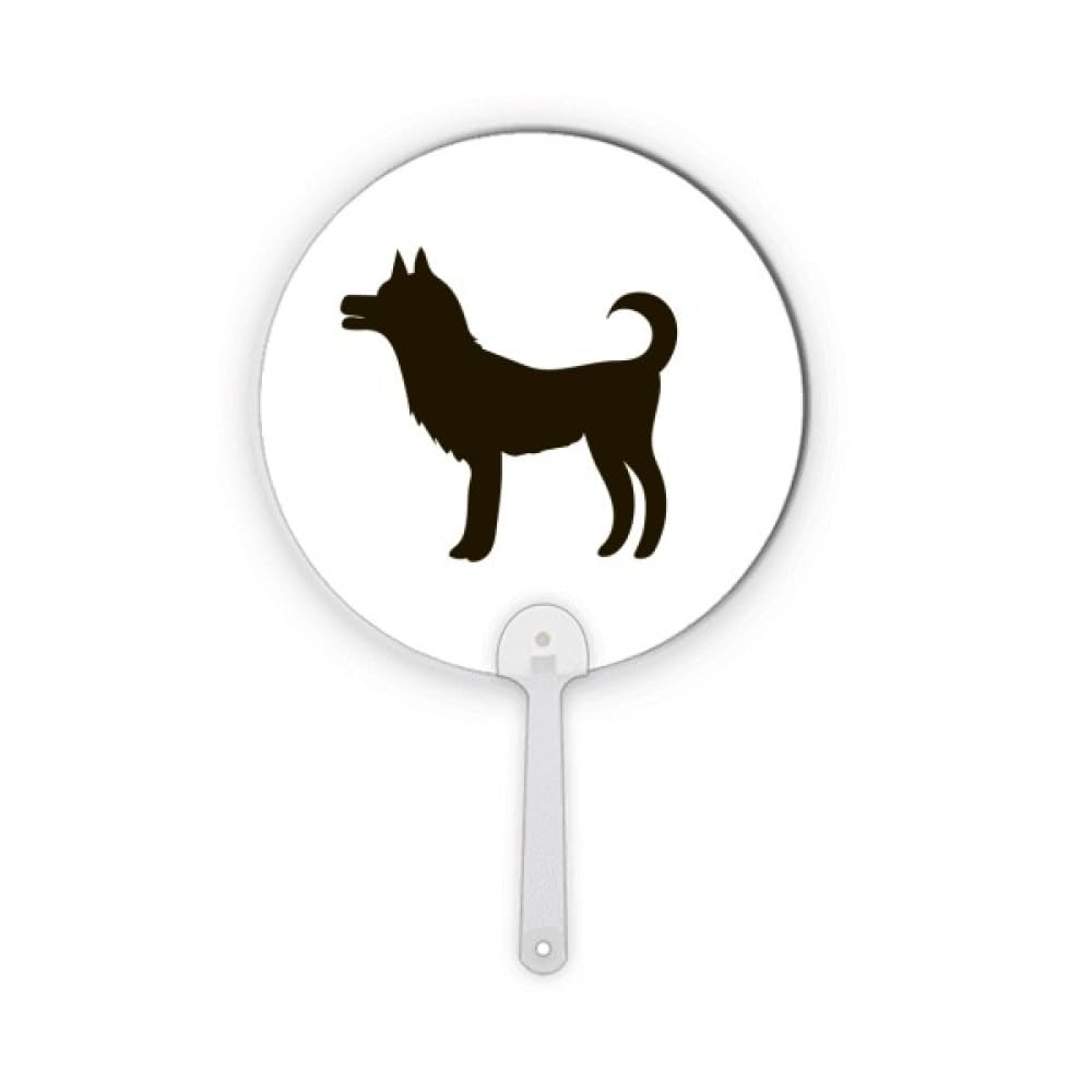 Éventail rond plastique chien noir mignon idéal pour pique-nique et festivals