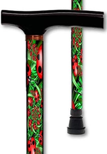 Miniatura 2 de Bastón para caminar con mango en T Derby ajustable de aluminio con diseño de mariquita para hombres o mujeres