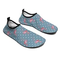 Water Shoe Cute Blue Flamingo Mans Womans Wading Shoe Non Slip Water Shoes Quick Dry Barefoot Aqua Socks Sports Footwear Rain Boots for Indoor Outdoor Walking 9/10women,7/8men
