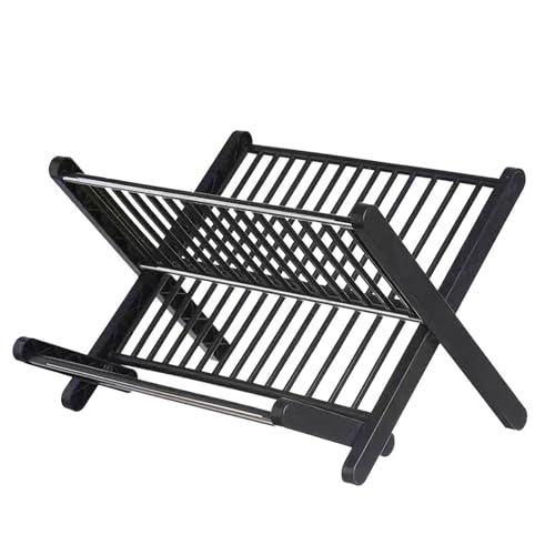 Escurridor de platos, escurridor de platos plegable, diseño triangular plano portátil que ahorra espacio para platos y platos, estante eficiente para la organización de la cocina