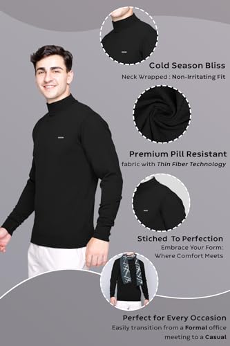 Image of GODFREY Woolen Full Sleeve Sweaters for Men Winter Wear - Turtle Neck Pullover for Men Stylish
