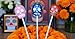 Halloween Sugar Skull Lollipops Candy, 24 Pack, Dia De Los Muertos, Strawberry, Orange, and Blue Raspberry Suckers