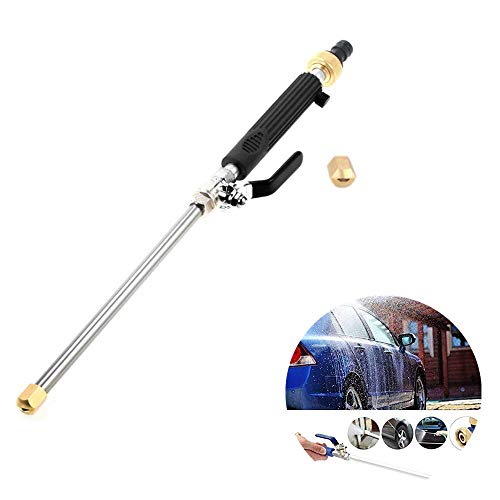 wyp216 Spray Nozzle High Pressure Water Gun, for Plant Watering, Deck or Sidewalk Cleaning,High Pressure Power Washer Water Spray Gun Nozzle Wand (black)