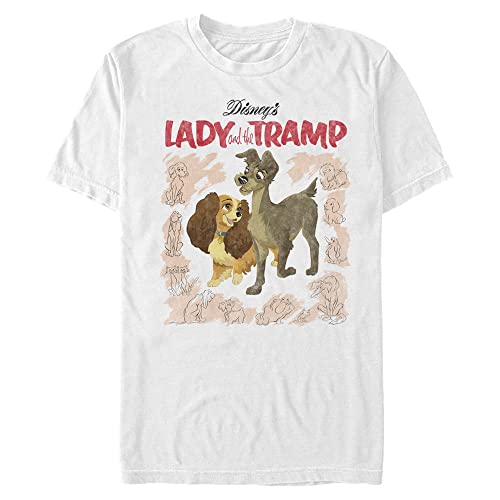 T-shirt Disney La Belle et le Clochard haut blanc manches courtes homme 3XL
