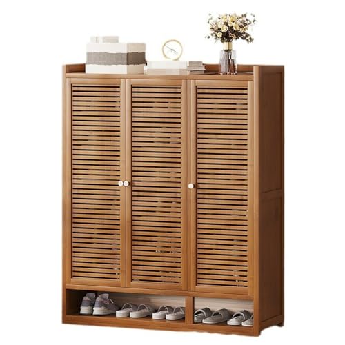Meuble de rangement polyvalent en bambou avec étagère à chaussures