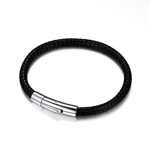Richsteel Herren Edelstahl Armband Herren schwarzer geflochten Armband mit Geschenkebox für Damen und Herren Cover