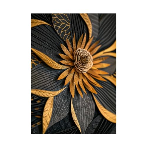 Poster mural moderne pour salon et cuisine design noir et or