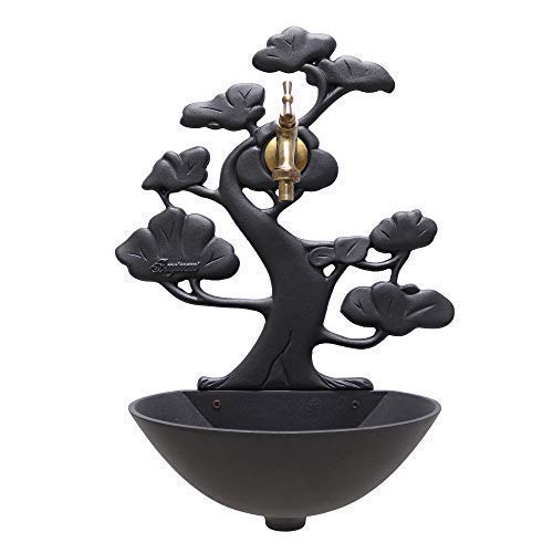 FONDERIA BONGIOVANNI | Fontanella da giardino | Fontana a muro | Modello Azalea | colore antracite | con rubinetto ottone brunito| per casa giardino | fontanella da esterno