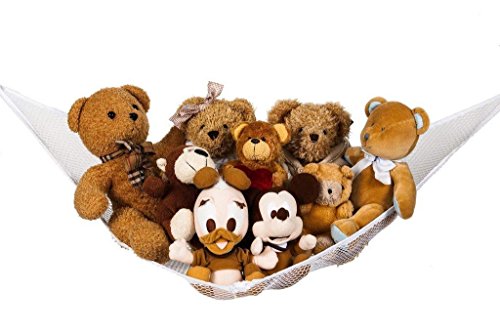 Grande Jouet Hamac, Filet de Rangement de Coin Flexible Pour Teddy Peluches Jouet de Bain, Organisateur pour Chambre d'Enfant Bébé Salle de bain -Blanc, 150x100x100cm Cover