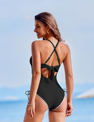 AI'MAGE Women One Piece Swimsuit 2025 Tummy Control Cutout Bathing Suit Wrap Tie Back Swimwear Shell Stitched2