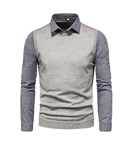 Faux pull 2 pièces homme gris foncé taille XL vêtement uni