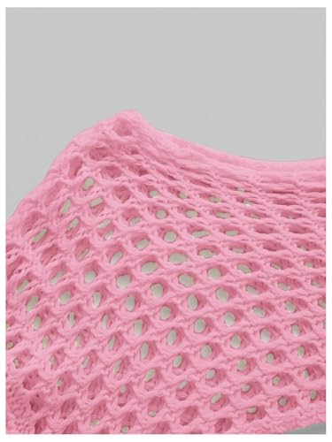 Image of SHENHE Women's Strawberry Top Y2k Knit Shrug Sweater Crochet Crop Hollow Out Long Sleeve See Through Sweater Tops