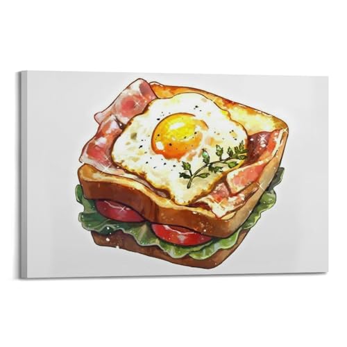Poster Œuf Frit et Bacon WIZIGM | Idée Cadeau Déco Originale Toile Cadre 20x30